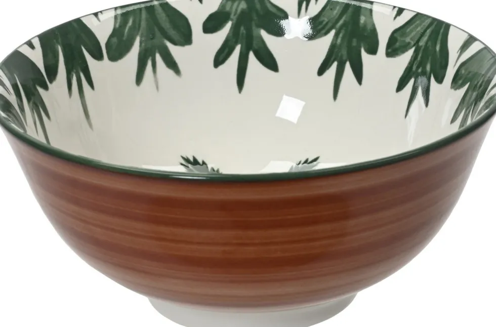 Kitchen Goods & More schaal Palm groen / wit D 15,6 H 7 cm