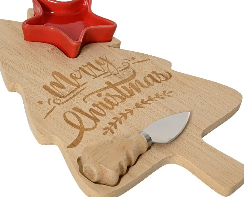Kitchen Goods & More snijplank met een mesje naturel 30 x 20 x 2,6 cm