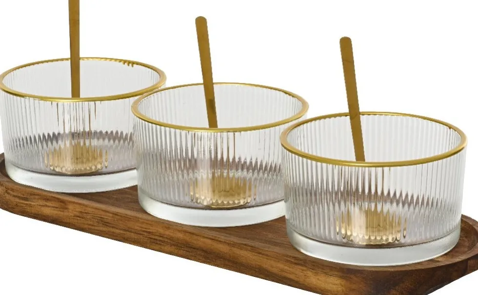 Kitchen Goods & More tapasschaaltjes transparant / naturel 29 x 10 x 5,6 cm
