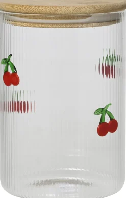Kitchen Goods & More voorraadpot transparant / rood D 9,5 H 13,7 cm
