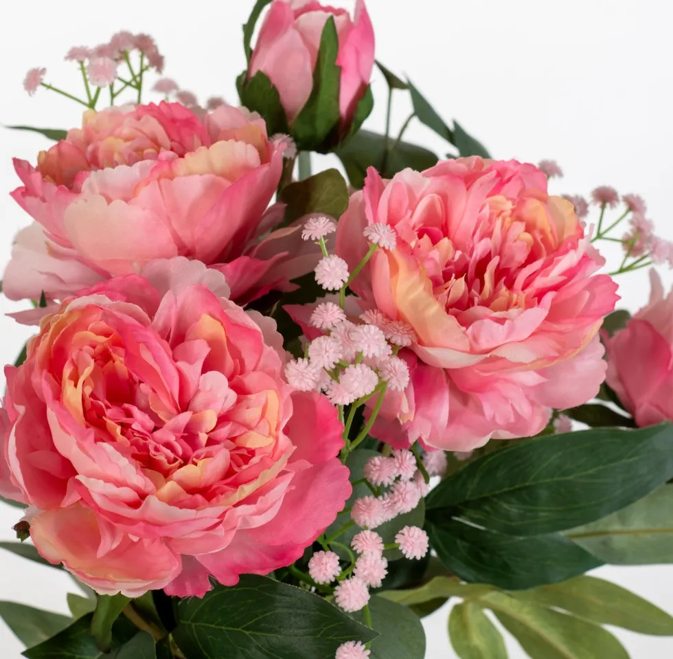 kunstbloemen boeket Kim oranjeroze H 55 cm