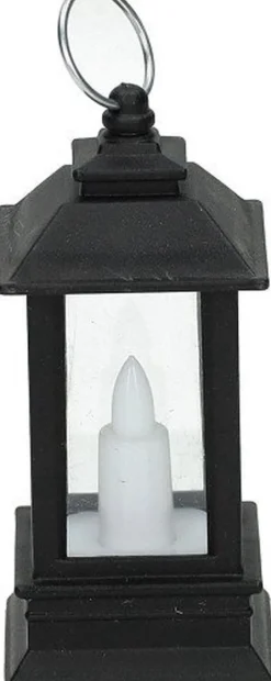 Lantaarn met LED kaars zwart 4,1 x 4,1 x 9 cm