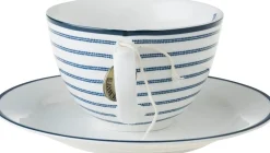Laura Ashley kop en schotel Candy Stripe blauw 0,26 L