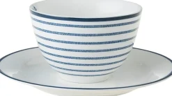 Laura Ashley kop en schotel Candy Stripe blauw 0,26 L