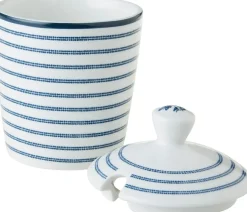 Laura Ashley suikerpot Candy Stripe blauw D 8 H 11,8 cm