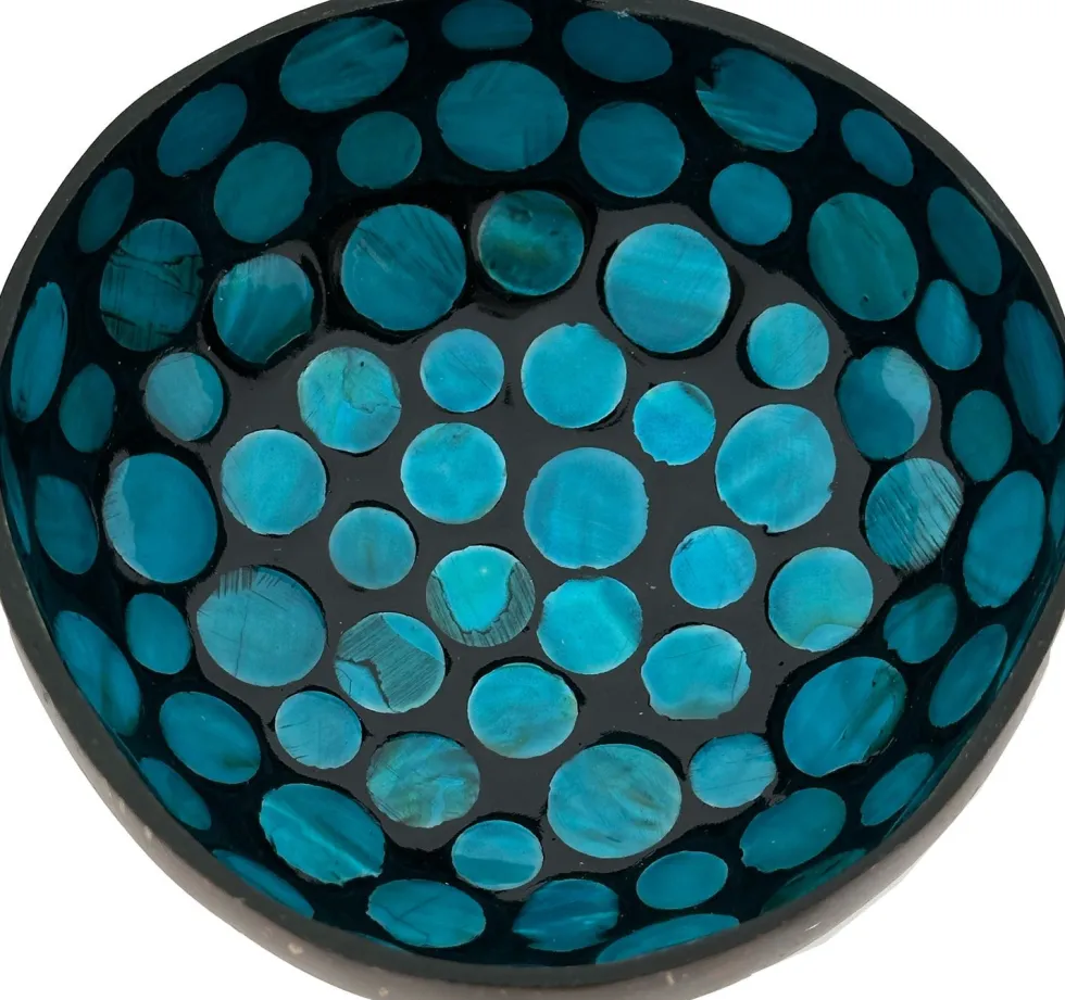 Likes Shopping decoratieschaal Coconut Bowl zwart / lichtblauw 15 x 13 x 6 cm