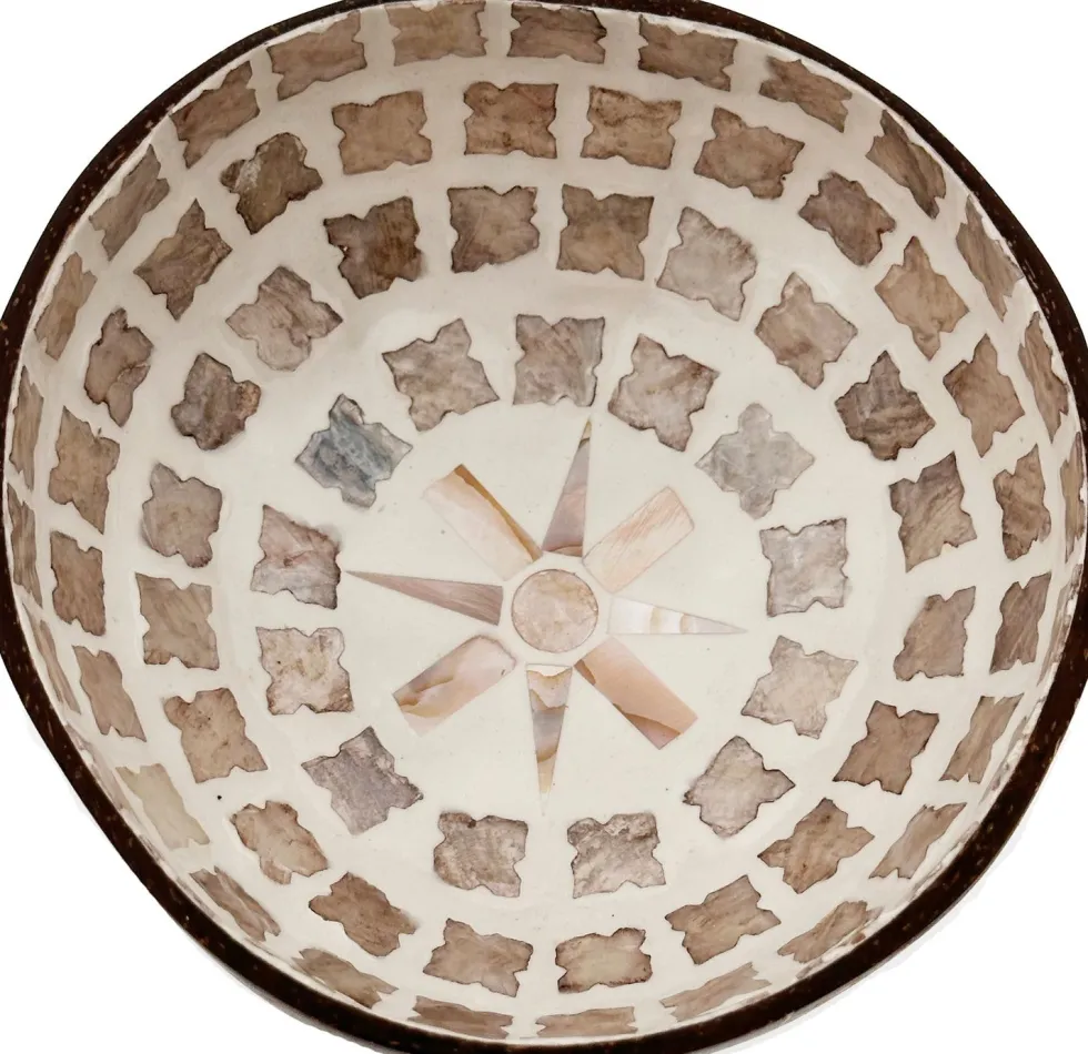Likes Shopping decoratieschaal Coconut Bowl blokjes beige 15 x 13 x 6 cm