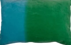 Linen & More Lara sierkussen duotoon blauw / groen 30 x 50 x 8 cm