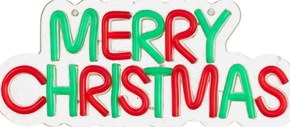 Luca Lighting wandhanger Neon merry christmas rood / groen 30 x 12,5 x 2 cm