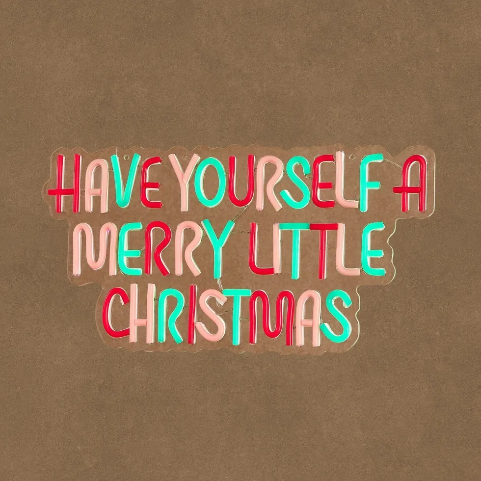 Luca Lighting wandhanger Neon merry little christmas rood / wit 45 x 23 x 2 cm