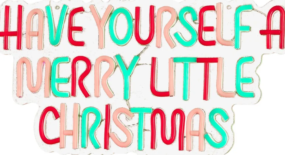 Luca Lighting wandhanger Neon merry little christmas rood / wit 45 x 23 x 2 cm