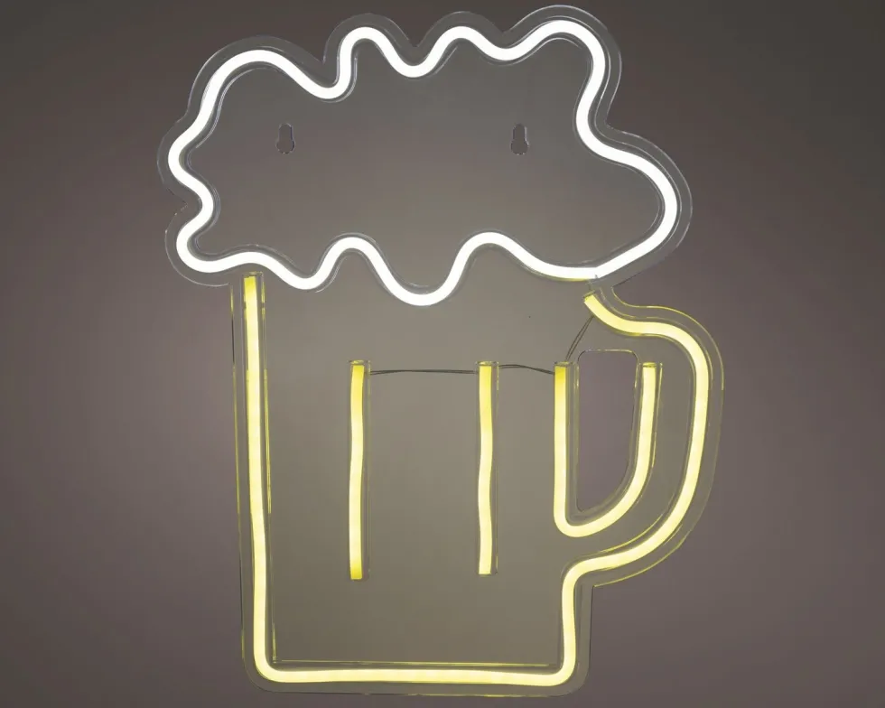 Lumineo wandlamp Beer geel / wit 29 x 35,5 x 1,6 cm