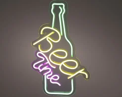 Lumineo wandlamp Beer Time groen / geel / roze 29 x 38 x 1,6 cm