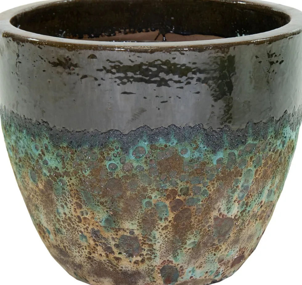 Mega Collections bloempot Antique 2 Tone groen D 48 H 41 cm