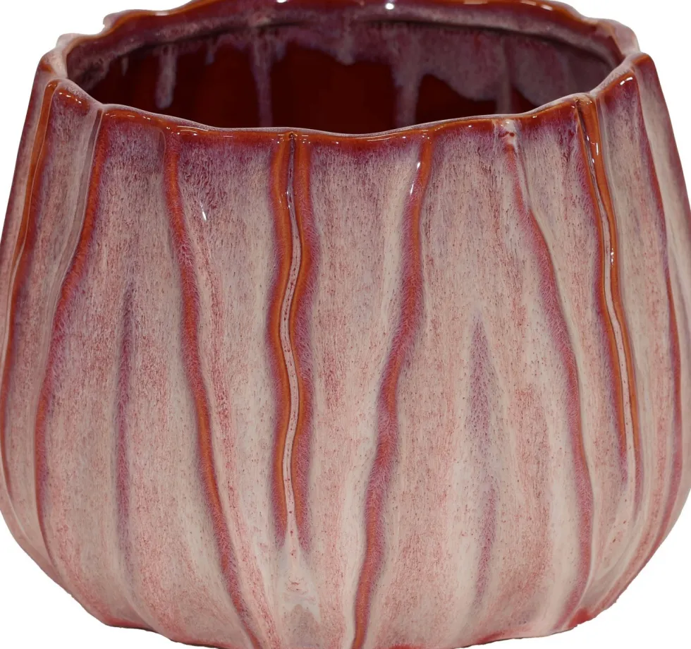 Mega Collections bloempot Wave Fan rood D 22,5 H 17 cm