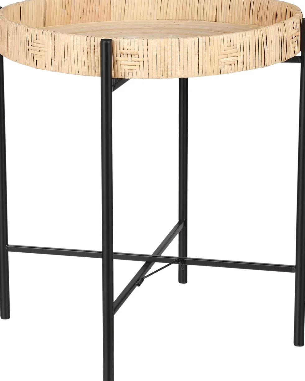 Mica Decorations bijzettafel Kaj naturel / zwart D 44 H 39,5 cm