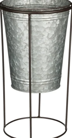 Mica Decorations bloempot Clara zilver / zwart D 22 H 36 cm