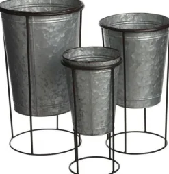 Mica Decorations bloempot Clara zilver / zwart D 22 H 36 cm
