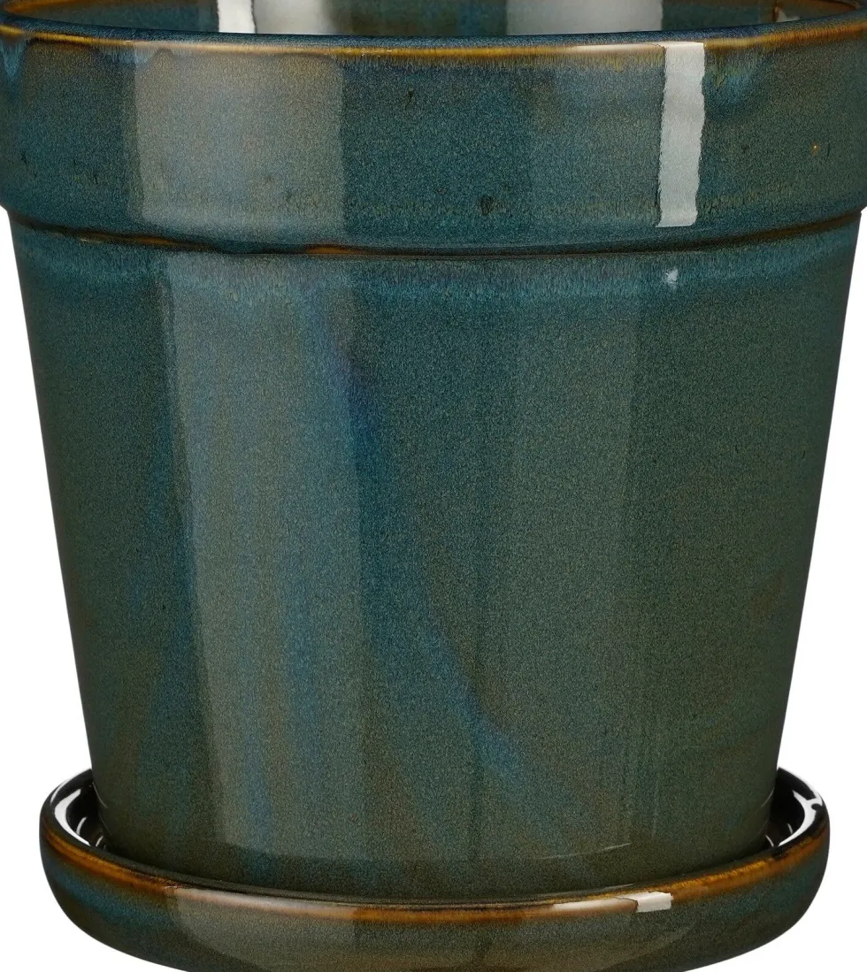 Mica Decorations bloempot met schotel Clint groen D 20 H 20 cm