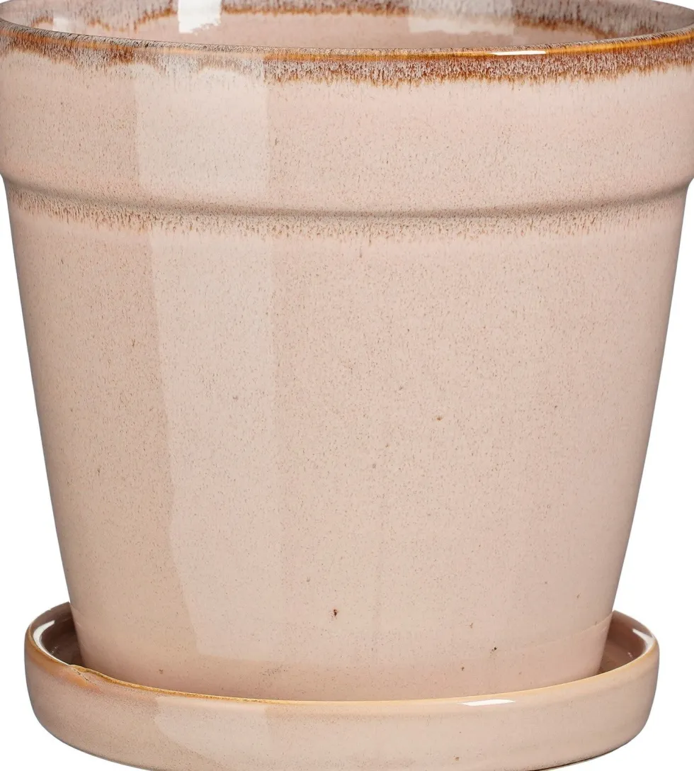 Mica Decorations bloempot met schotel Clint roze D 17 H 16,5 cm
