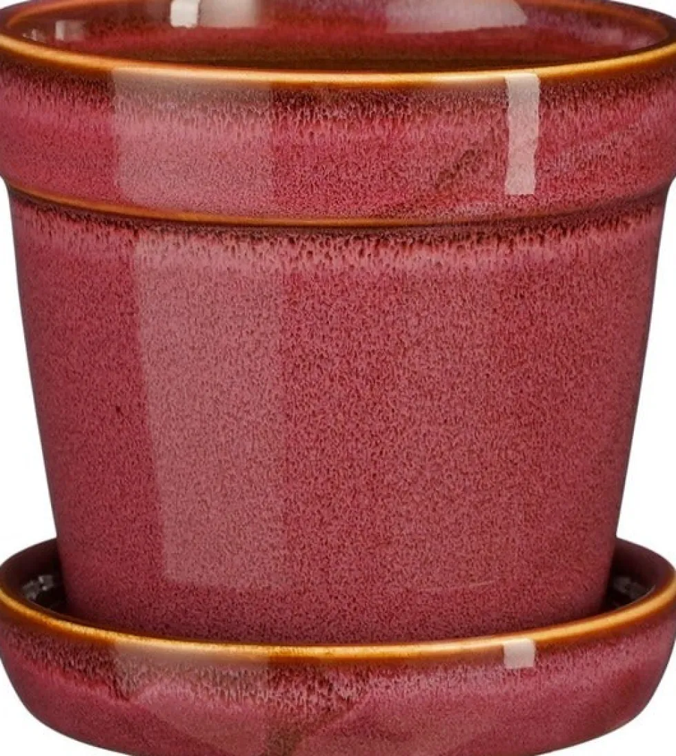 Mica Decorations bloempot met schotel Clint roze D 10,5 H 9 cm