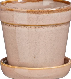Mica Decorations bloempot met schotel Clint roze D 10,5 H 9 cm