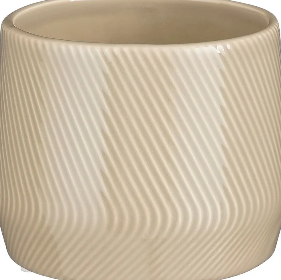 Mica Decorations bloempot Roma beige D 13,5 H 11 cm