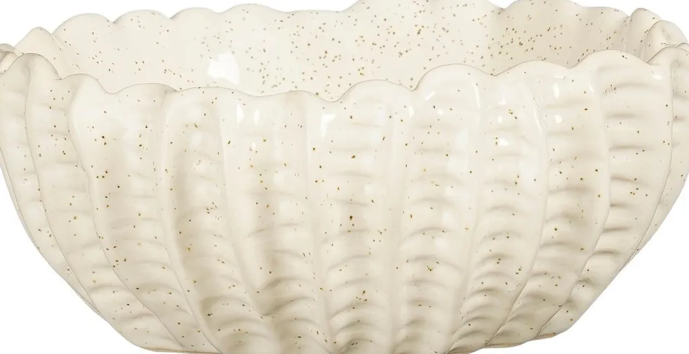 Mica Decorations decoratieschaal Oys crème D 17 H 7 cm