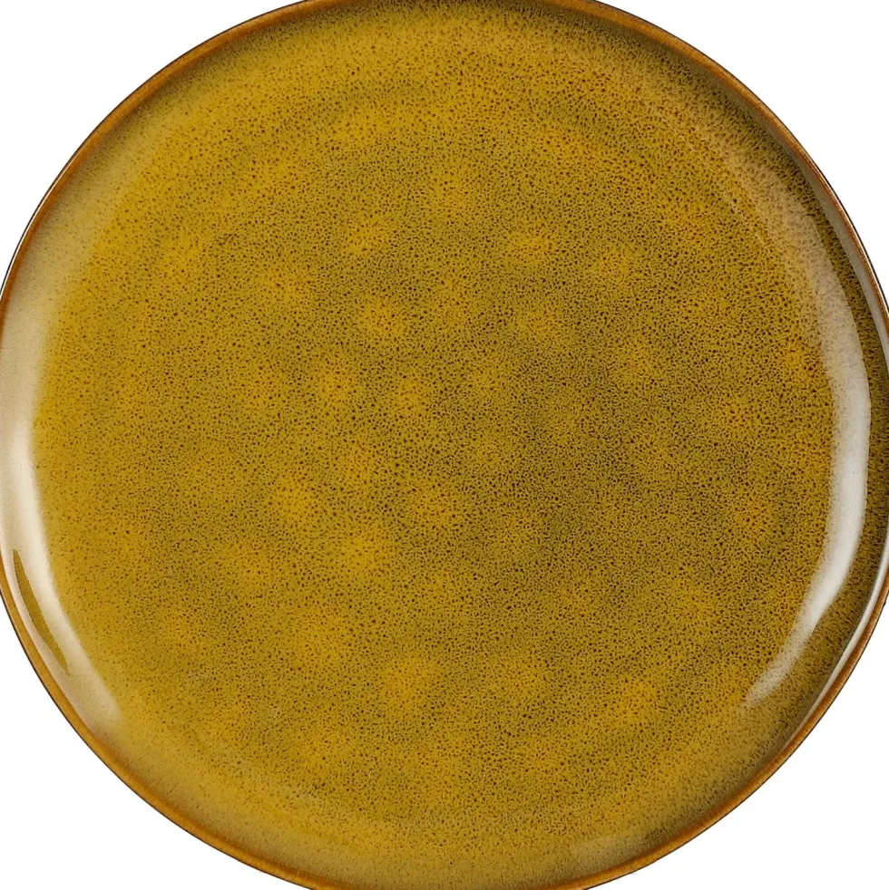 Mica Decorations gebaksbord Tabo geel D 18 H 2 cm