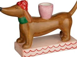 Mica Decorations kandelaar Elise hond bruin 20 x 5,5 x 13,5