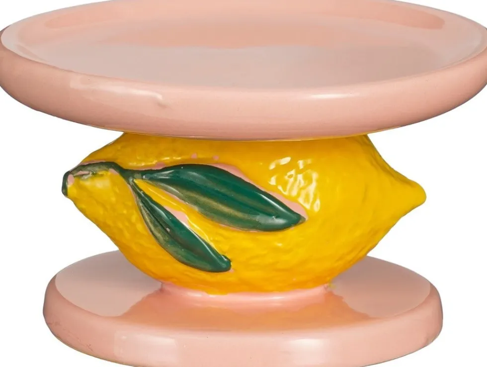 Mica Decorations kandelaar Melika roze / geel / oranje D 15 H 9 cm