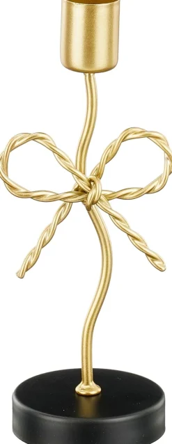 Mica Decorations kandelaar strik goud 7 x 6,5 x 15 cm