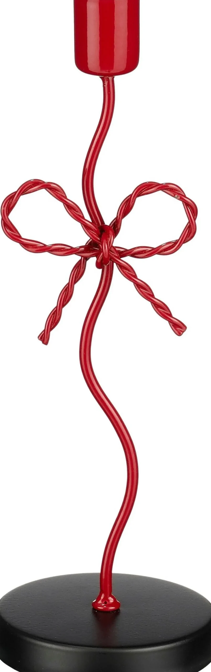 Mica Decorations kandelaar Strik rood / zwart 8 x 7 x 25 cm