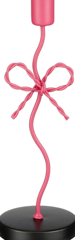 Mica Decorations kandelaar Strik roze / zwart 8 x 7 x 25 cm