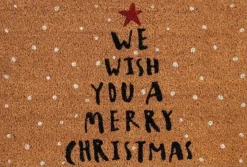 Mica Decorations kokosmat merry christmas bruin / rood 60 x 40 cm