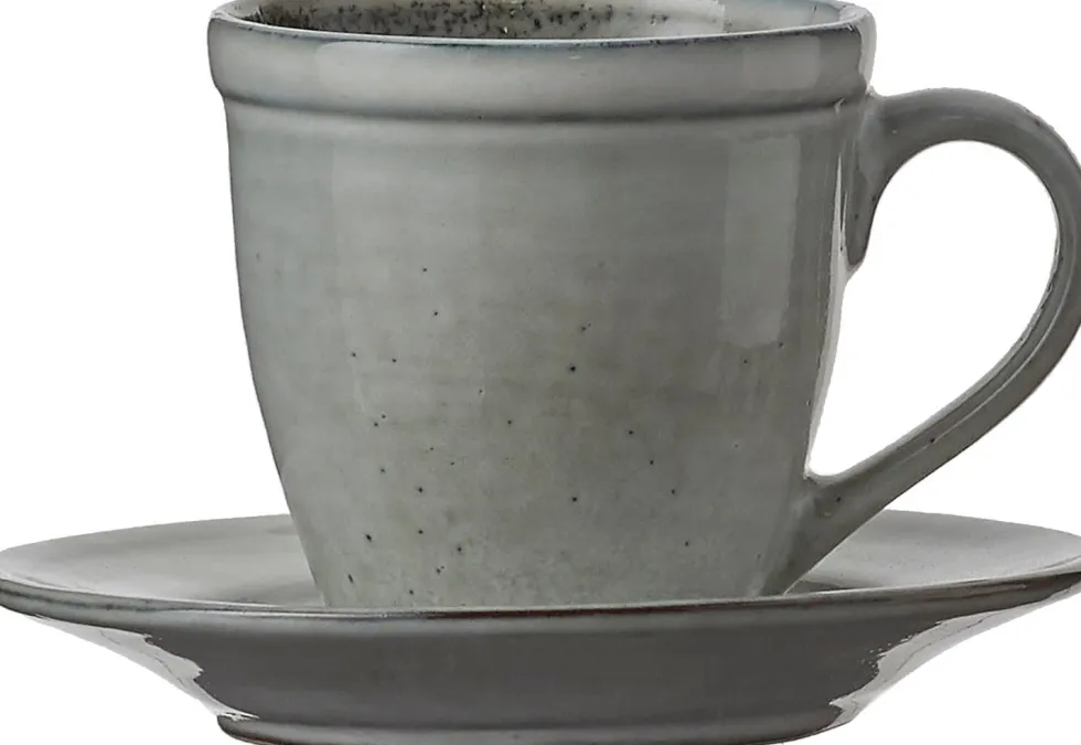 Mica Decorations kop en schotel Tabo grijs 7,5 x 4,5 x 7,5 cm