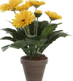 Mica Decorations kunstplant Gerbera geel H 35 cm