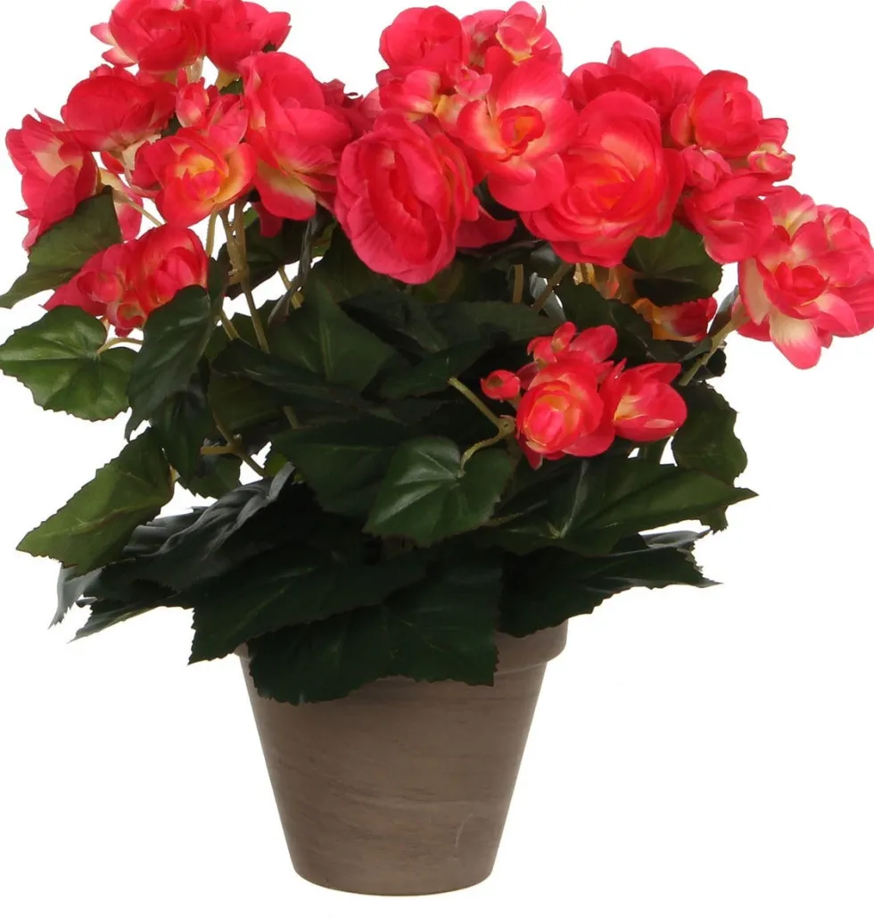Mica Decorations kunstplant Begonia roze H 40 cm