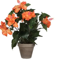 Mica Decorations kunstplant Chinese roos oranje H 40 cm