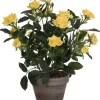 Mica Decorations kunstplant Roos geel H 33 cm