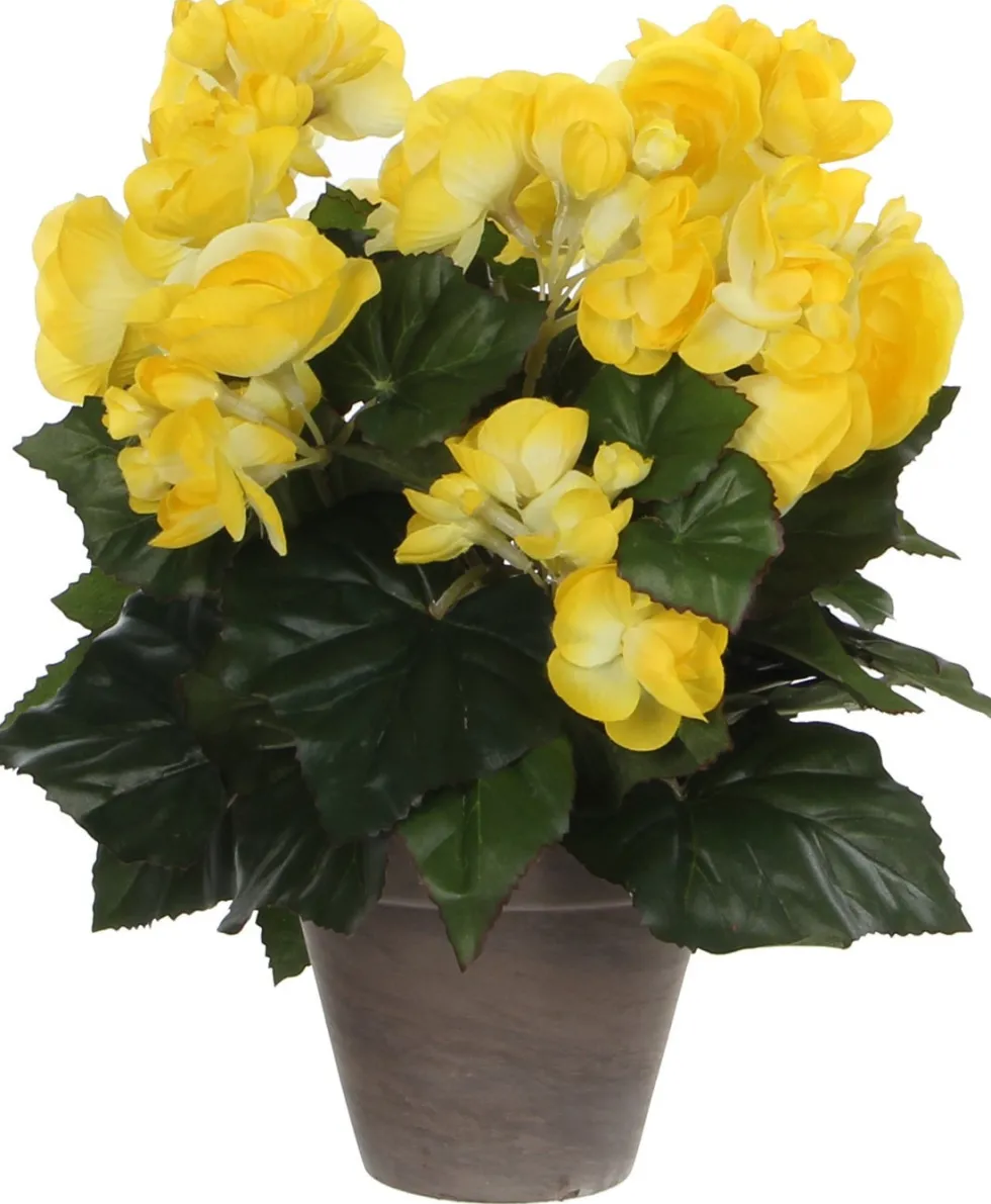 Mica Decorations kunstplant Begonia geel H 40 cm