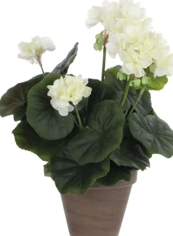 Mica Decorations kunstplant Geranium wit H 34 cm
