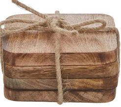 Mica Decorations onderzetters Duko naturel 10 x 10 x 5 cm 4 stuks