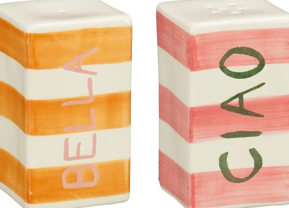 Mica Decorations peper en zoutstel Bliss geel / roze 5 x 5 x 8,5 cm