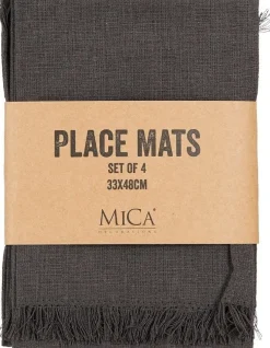 Mica Decorations placemat Villia grijs 48 x 33 cm 4 stuks