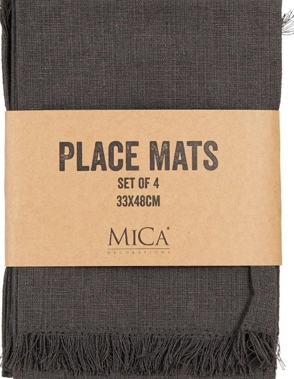 Mica Decorations placemat Villia grijs 48 x 33 cm 4 stuks