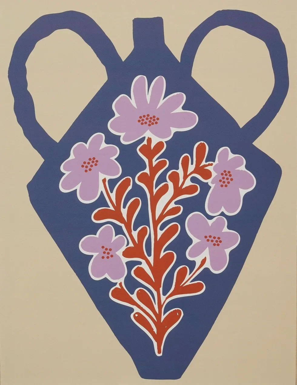 Mica Decorations schilderij Vase beige / blauw 31 x 41 x 3 cm
