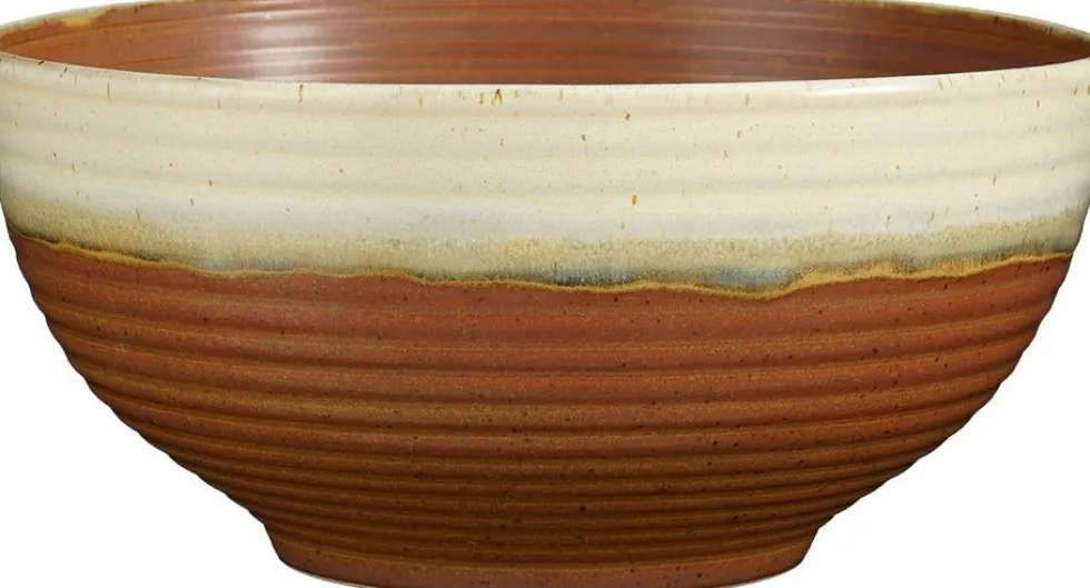 Mica Decorations serveerschaal Ethan wit / bruin D 22,5 H 10,5 cm