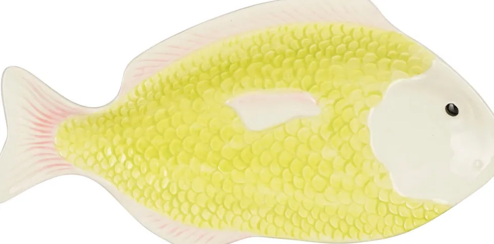 Mica Decorations serveerschaal Vis geel 29 x 14 x 2 cm