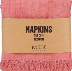 Mica Decorations servet Villia zalmroze 40 x 40 cm 4 stuks